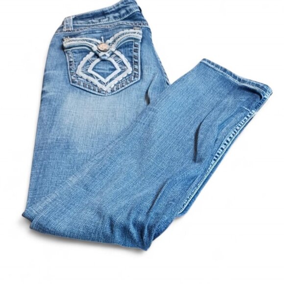 Y2K LA Idol Embroidered Jeans – Western Glam Bling Denim – Size 5 - Picture 1 of 10